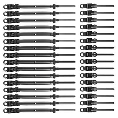 Хорошая цена. Комплект тросовых ограждений для тяжелых условий эксплуатации, черный, с регулируемой резьбой и угловым основанием для морского строительства и строительства онлайн
